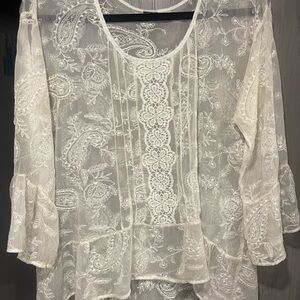 Cream Asymmetrical Ruffled Blouse
100% SILK LACE